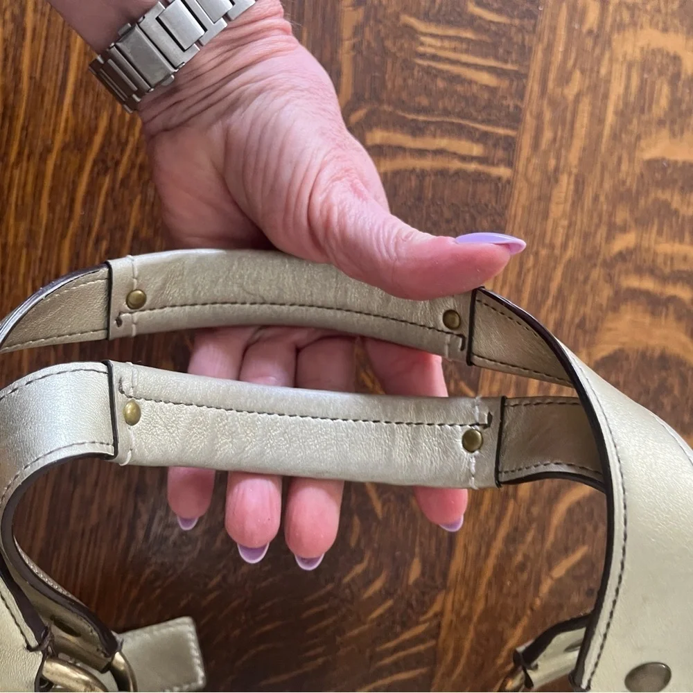 Coach Legacy Silver and Tan Woven Tote